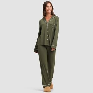 Cozy Earth Bamboo Stretch Knit Pajama Set - Olive XXL